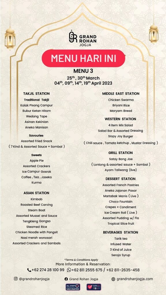 menu buka bersama grand rohan jogja